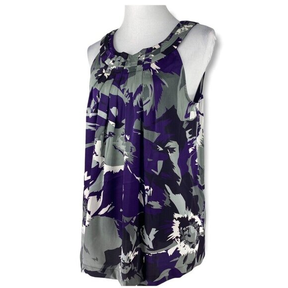 Calvin Klein Women's NWT Purple Floral Scoop Neck Sleeveless Tunic Blouse M/C40 - Picture 4 of 8